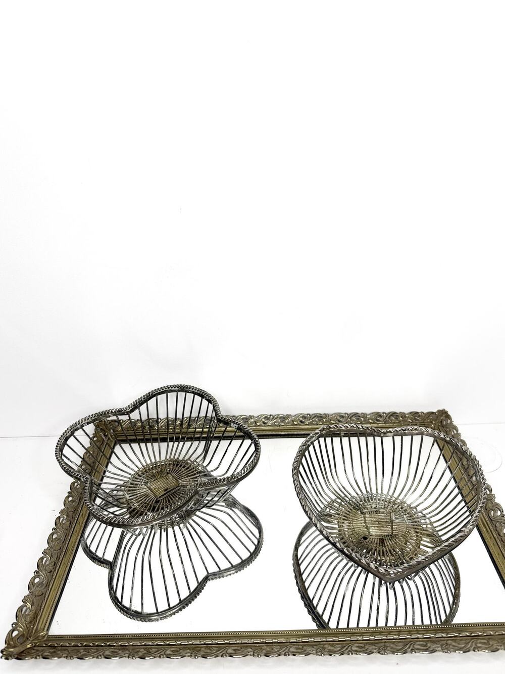 Vintage Silver Plated Bowl / Baskets Set Of 2, jewelry Catchall , silver heart